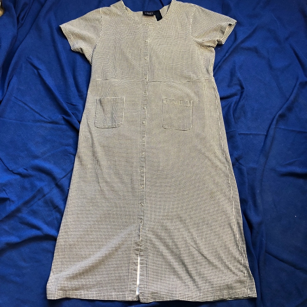 black + white gingham cotton maxi dress, XL